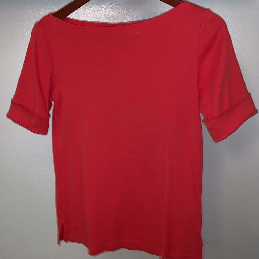 Ralph Lauren quarter sleeve Redish/peach shirt